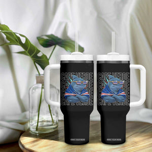 Cape Verde Flag Shark Cape Verdean Roots Cabo Verde Tumbler With Handle TS14 Print Your Wear