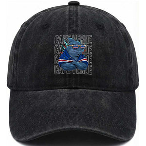 Cape Verde Flag Shark Cape Verdean Roots Cabo Verde Washed Cotton Baseball Cap TS14 Print Your Wear