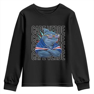 Cape Verde Flag Shark Cape Verdean Roots Cabo Verde Youth Sweatshirt TS14 Black Print Your Wear