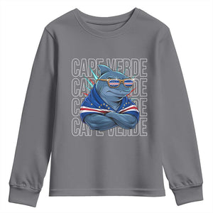 Cape Verde Flag Shark Cape Verdean Roots Cabo Verde Youth Sweatshirt TS14 Charcoal Print Your Wear
