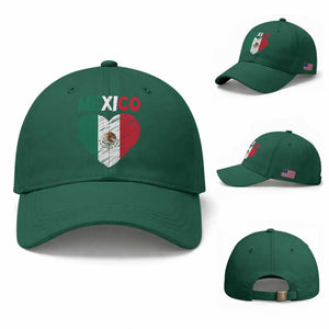 Mexican Flag Heart Mexico City Independence Day Gift Baseball Cap TS14 Baseball Cap Universal Fit Irish Green Print Your Wear