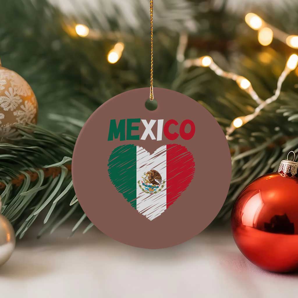 Mexican Flag Heart Mexico City Independence Day Gift Ceramic Ornament TS14 1pc Mocha Print Your Wear