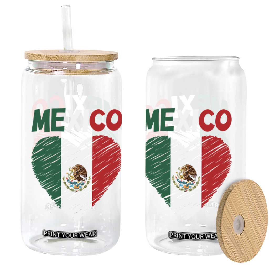 Mexican Flag Heart Mexico City Independence Day Gift Glass Can TS14 Print Your Wear