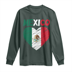 Mexican Flag Heart Mexico City Independence Day Gift Long Sleeve Shirt TS14 Dark Forest Green Print Your Wear