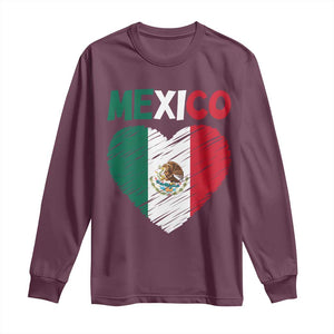 Mexican Flag Heart Mexico City Independence Day Gift Long Sleeve Shirt TS14 Maroon Print Your Wear