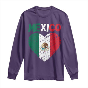 Mexican Flag Heart Mexico City Independence Day Gift Long Sleeve Shirt TS14 Purple Print Your Wear