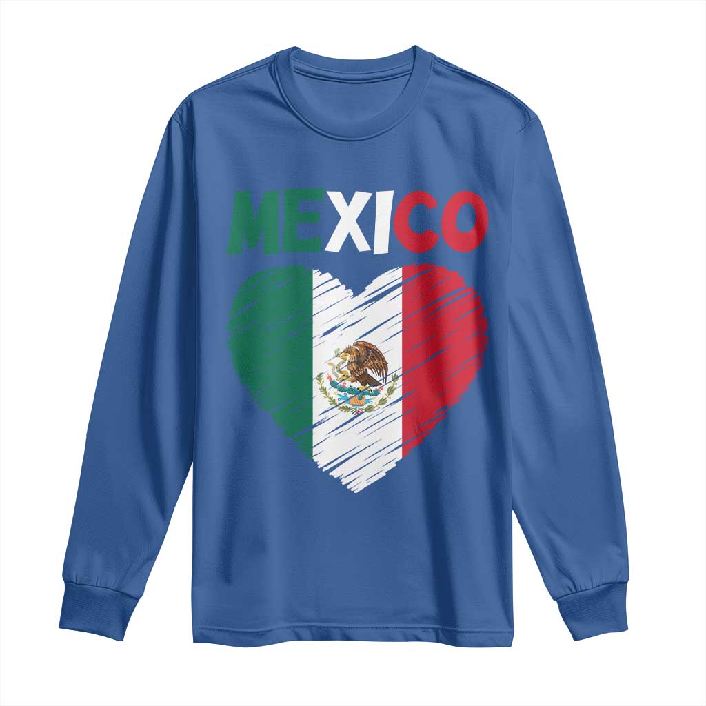 Mexican Flag Heart Mexico City Independence Day Gift Long Sleeve Shirt TS14 Royal Blue Print Your Wear