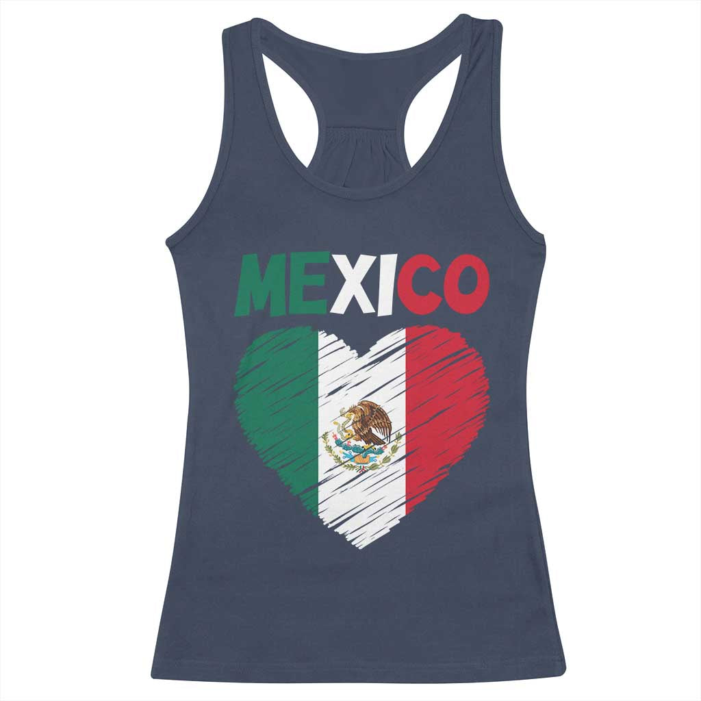 Mexican Flag Heart Mexico City Independence Day Gift Racerback Tank Top TS14 Navy Print Your Wear