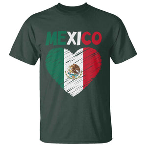 Mexican Flag Heart Mexico City Independence Day Gift T Shirt TS14 Dark Forest Green Print Your Wear