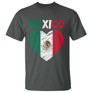 Mexican Flag Heart Mexico City Independence Day Gift T Shirt TS14 Dark Heather Print Your Wear