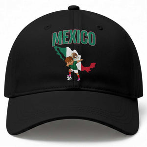 Mexico Soccer Boy Dabbing Boy Mexican Flag Map Baseball Cap TS14 Print Your Wear