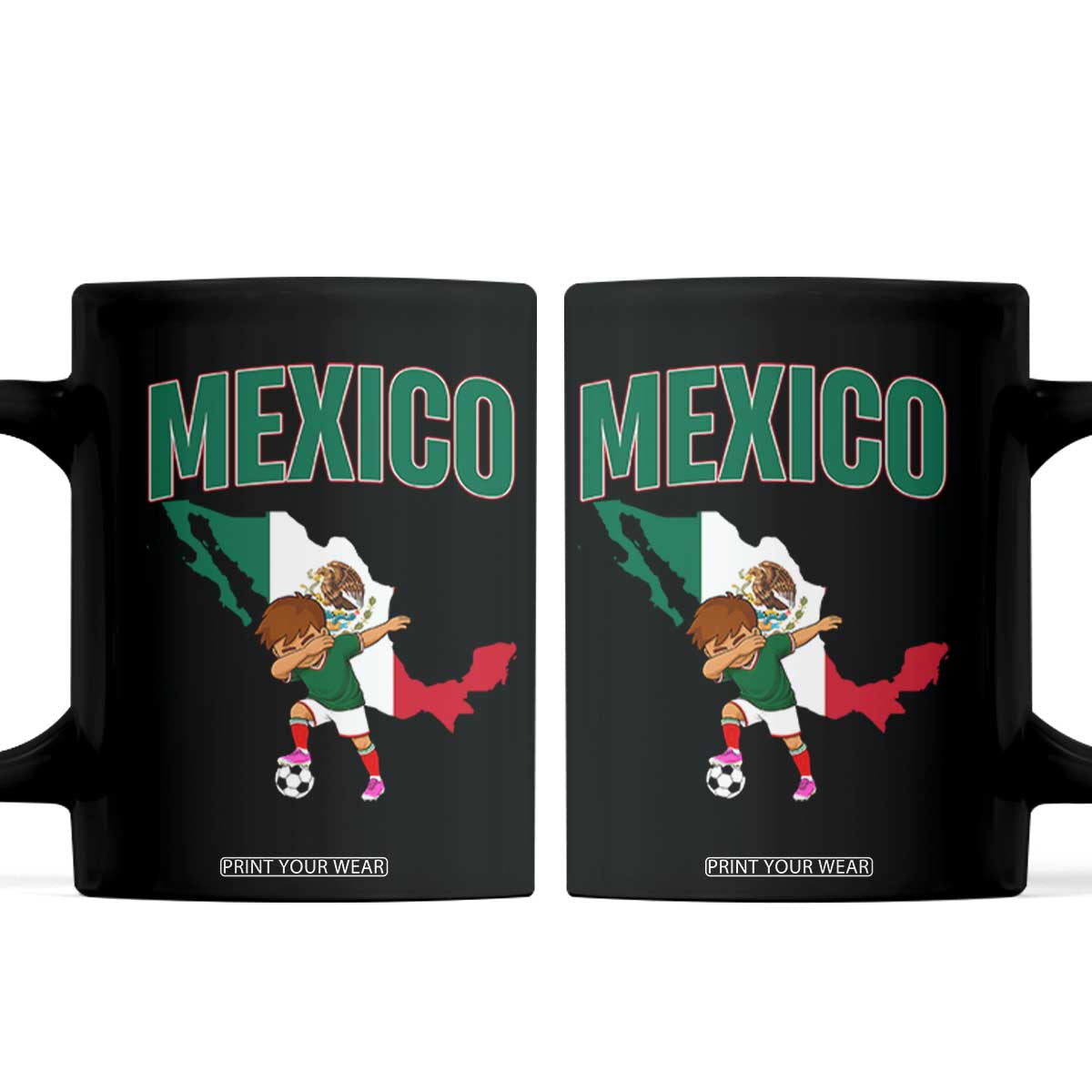 Mexico Soccer Boy Dabbing Boy Mexican Flag Map Coffee Mug TS14 Black Print Your Wear