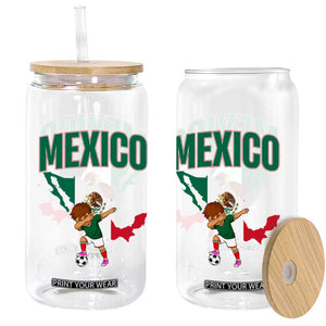 Mexico Soccer Boy Dabbing Boy Mexican Flag Map Glass Can TS14 Print Your Wear