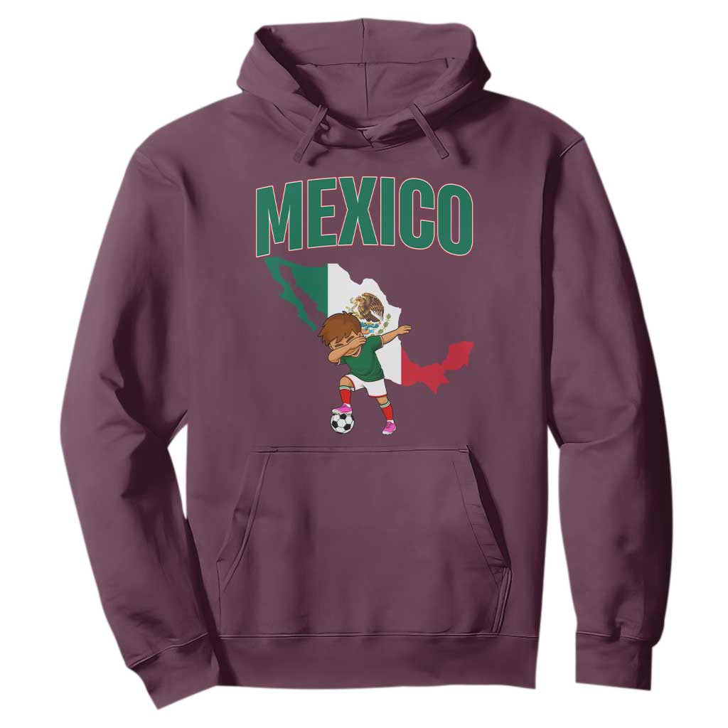 Mexico Soccer Boy Dabbing Boy Mexican Flag Map Hoodie TS14 Maroon Print Your Wear