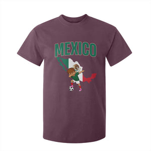 Mexico Soccer Boy Dabbing Boy Mexican Flag Map T Shirt For Kid TS14 Maroon Print Your Wear