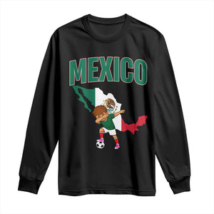 Mexico Soccer Boy Dabbing Boy Mexican Flag Map Long Sleeve Shirt TS14 Black Print Your Wear