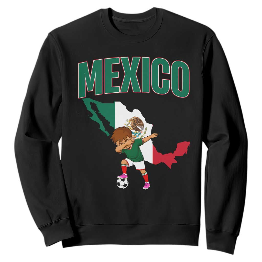 Mexico Soccer Boy Dabbing Boy Mexican Flag Map Sweatshirt TS14 Black Print Your Wear