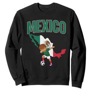 Mexico Soccer Boy Dabbing Boy Mexican Flag Map Sweatshirt TS14 Black Print Your Wear
