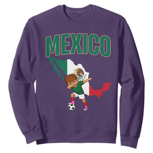 Mexico Soccer Boy Dabbing Boy Mexican Flag Map Sweatshirt TS14 Purple Print Your Wear