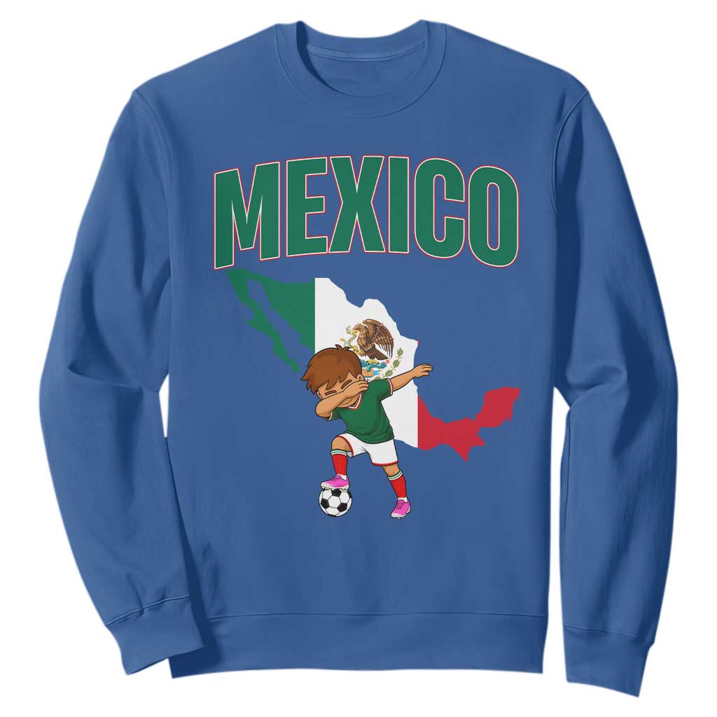 Mexico Soccer Boy Dabbing Boy Mexican Flag Map Sweatshirt TS14 Royal Blue Print Your Wear