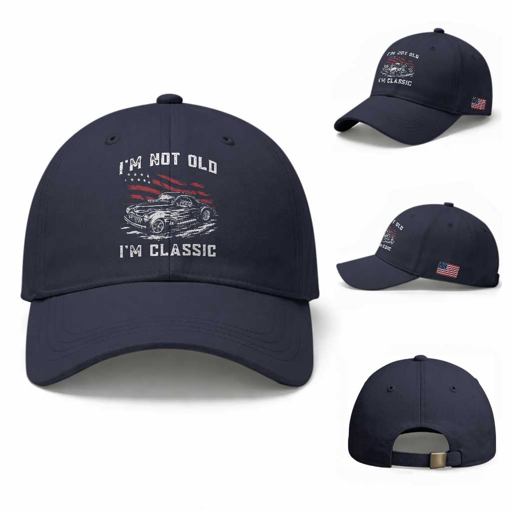 I'm Not Old I'm Classic Baseball Cap 1941 American Classic Hotrod TS14 Baseball Cap Universal Fit Navy Print Your Wear