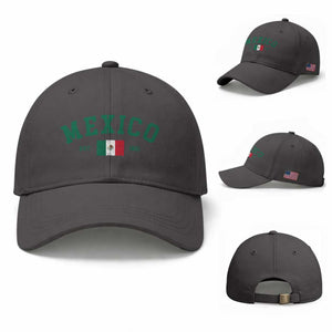 Mexico Mexican Flag Vintage Pride Baseball Cap TS14 Baseball Cap Universal Fit Dark Gray Print Your Wear