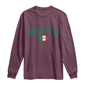 Mexico Mexican Flag Vintage Pride Long Sleeve Shirt TS14 Maroon Print Your Wear