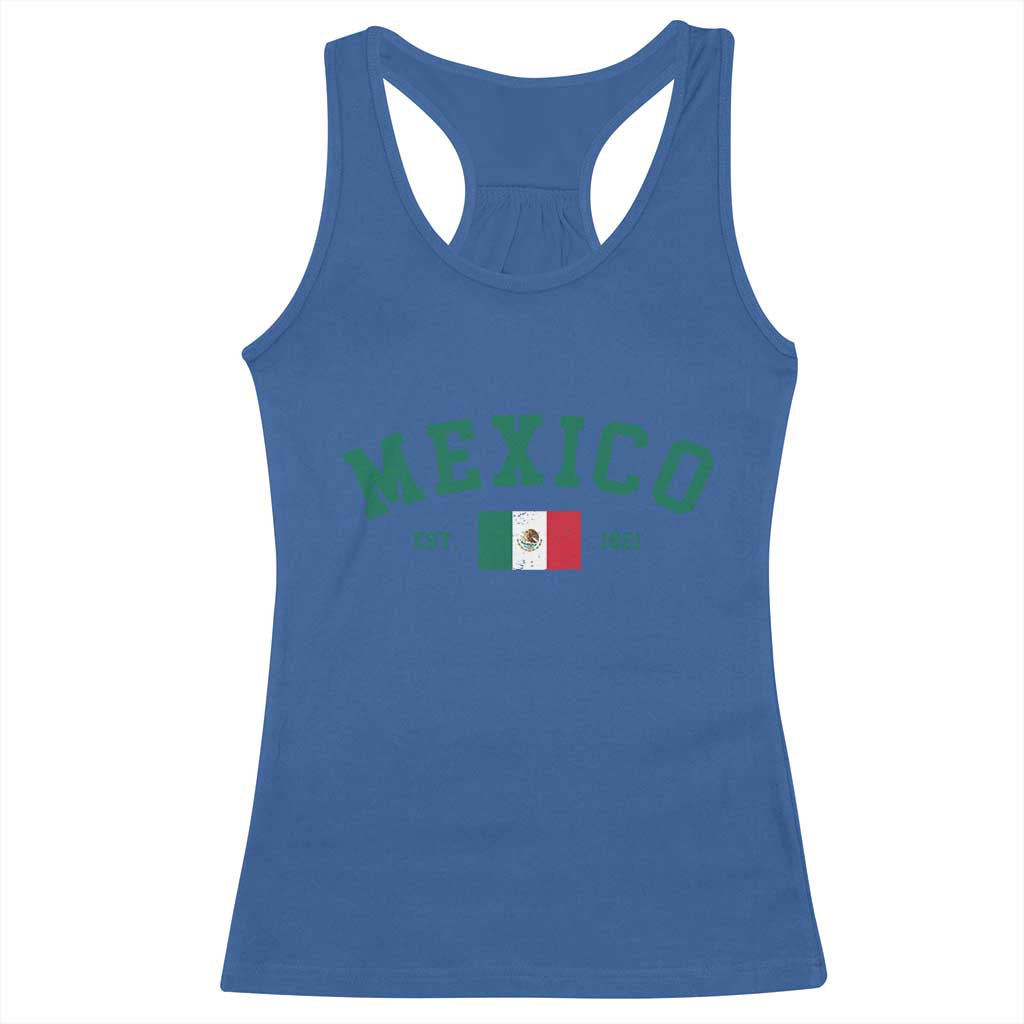 Mexico Mexican Flag Vintage Pride Racerback Tank Top TS14 Royal Blue Print Your Wear