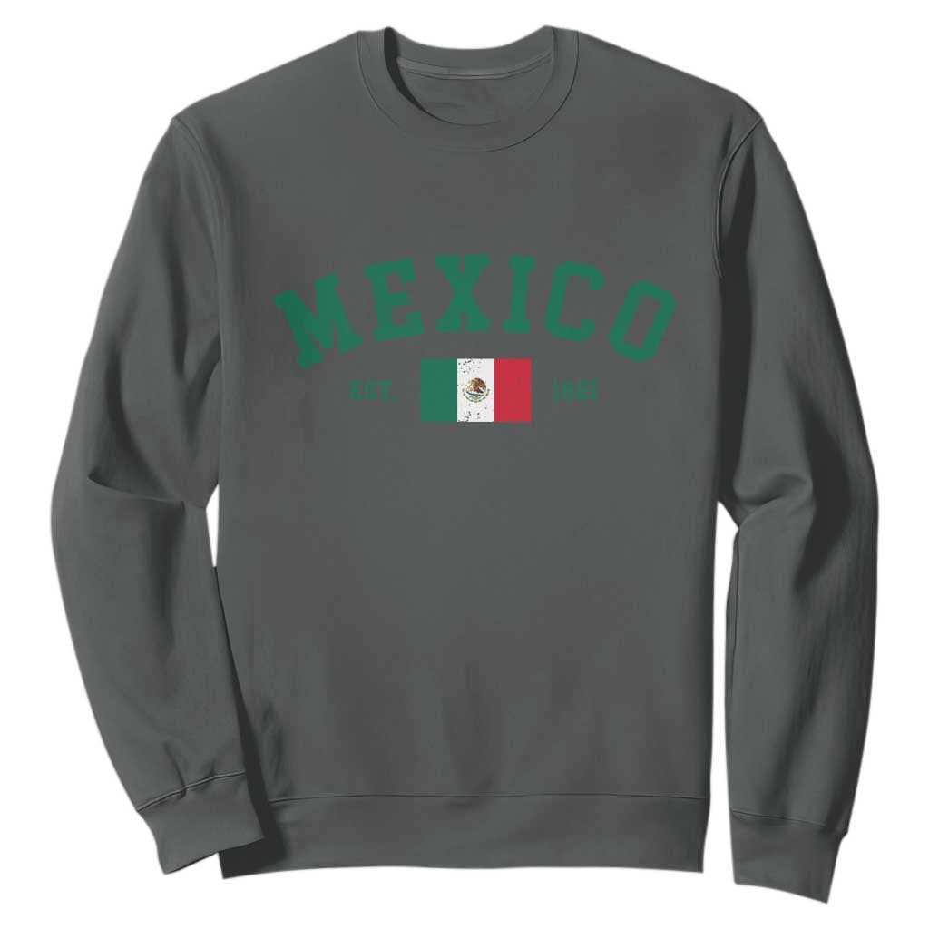 Mexico Mexican Flag Vintage Pride Sweatshirt TS14 Dark Heather Print Your Wear