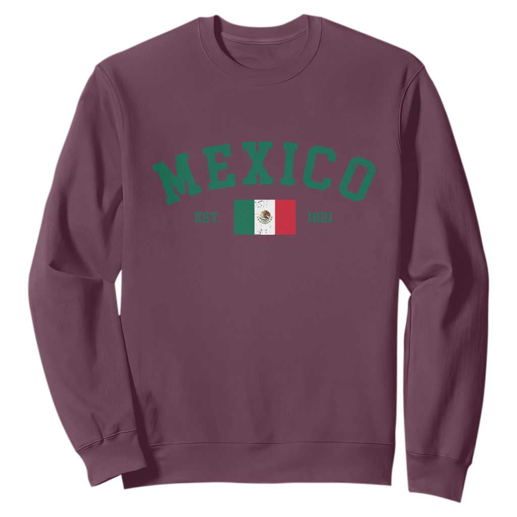 Mexico Mexican Flag Vintage Pride Sweatshirt TS14 Maroon Print Your Wear