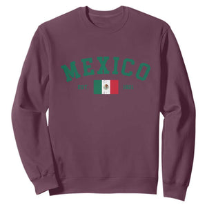 Mexico Mexican Flag Vintage Pride Sweatshirt TS14 Maroon Print Your Wear