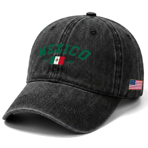 Mexico Mexican Flag Vintage Pride Washed Cotton Baseball Cap TS14 Print Your Wear