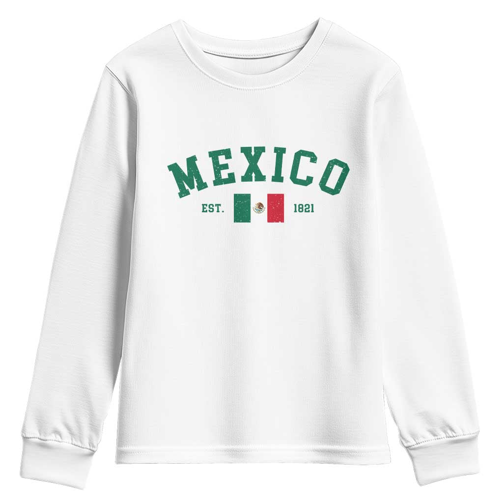 Mexico Mexican Flag Vintage Pride Youth Sweatshirt TS14 White Print Your Wear