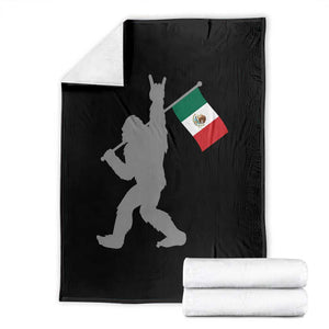 Bigfoot Rock On Hold Mexico Flag Sasquatch Believers Throw Blanket TS14 Black Print Your Wear