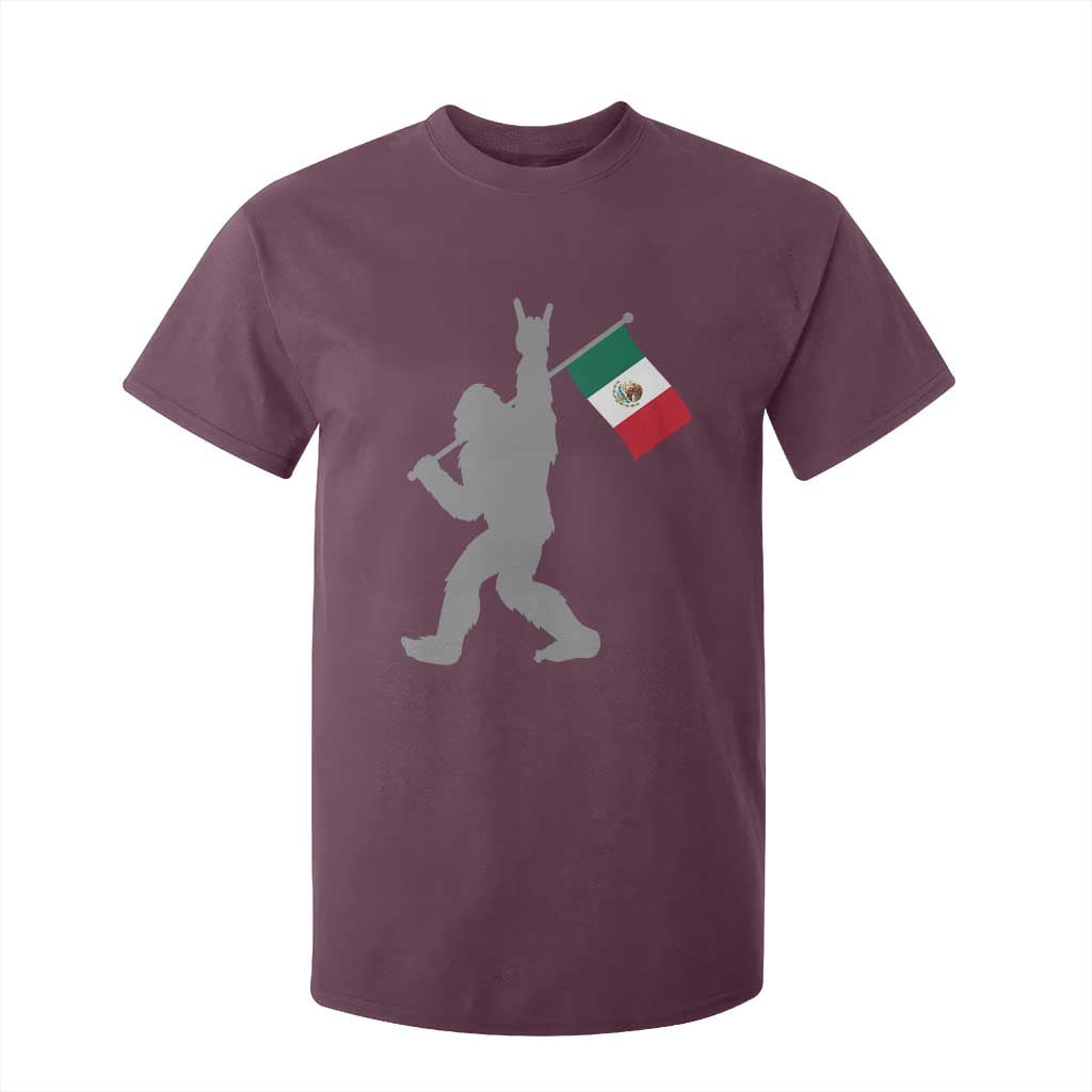 Bigfoot Rock On Hold Mexico Flag Sasquatch Believers T Shirt For Kid TS14 Maroon Print Your Wear