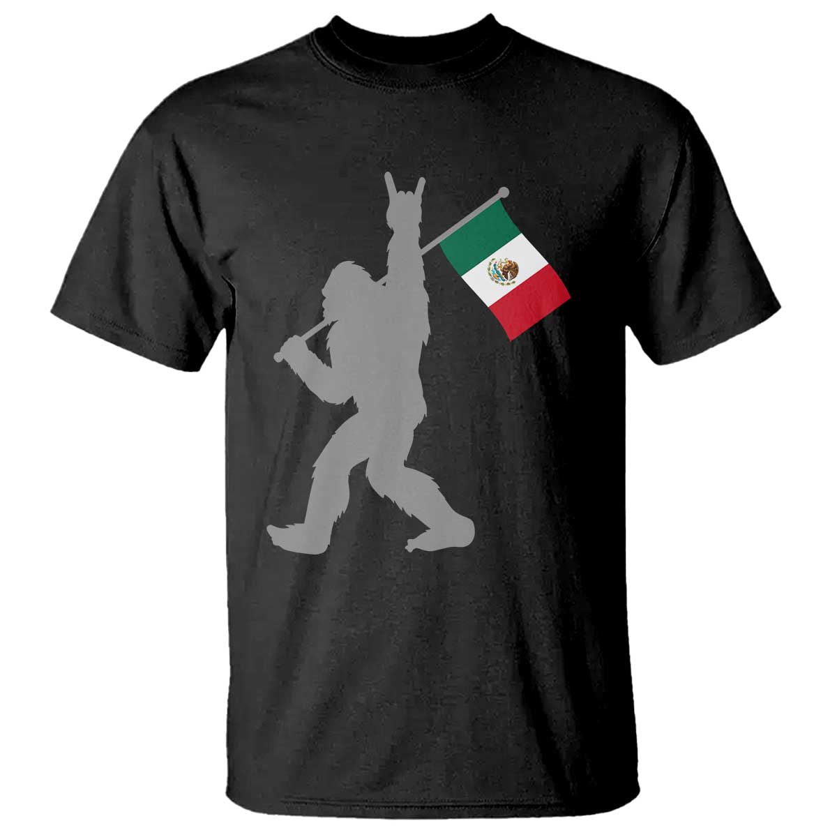 Bigfoot Rock On Hold Mexico Flag Sasquatch Believers T Shirt TS14 Black Print Your Wear