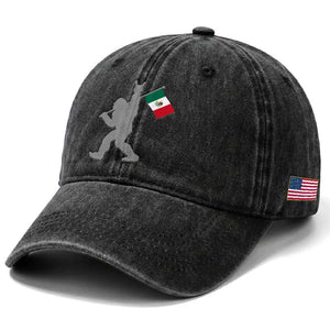 Bigfoot Rock On Hold Mexico Flag Sasquatch Believers Washed Cotton Baseball Cap TS14 Print Your Wear