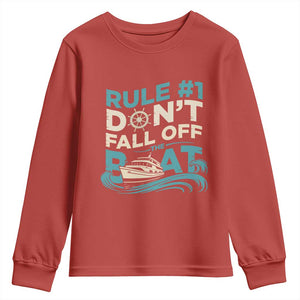 Funny Cruise Ship Youth Sweatshirt Rule Number One Do Not Fall Off The Boat TS14 Red Print Your Wear