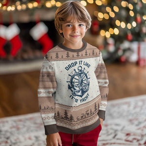 Funny Sailing Cruising Ugly Christmas Sweater Drop It Like Its Yacht TS14 Mocha Mousse Print Your Wear