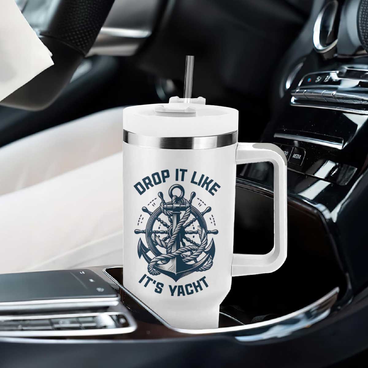 Funny Sailing Cruising Tumbler With Handle Drop It Like Its Yacht TS14 Print Your Wear
