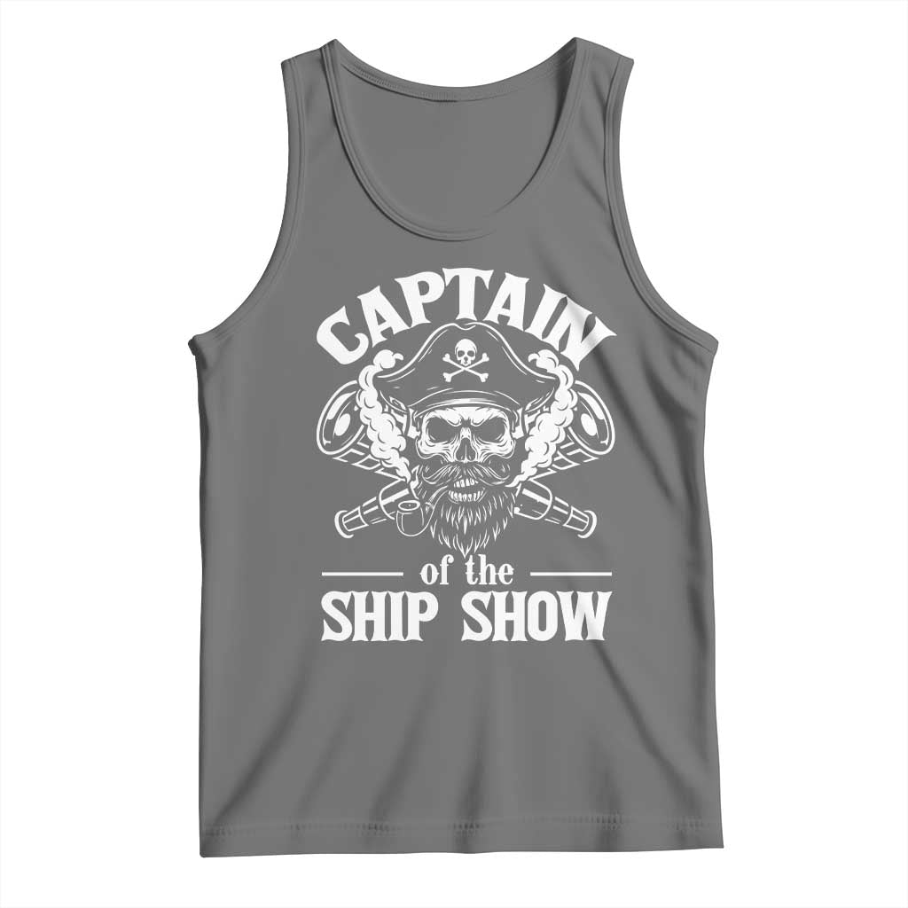 Funny Boat Captain Pun Tank Top Captain Of The Ship Show TS14 Black Heather Print Your Wear