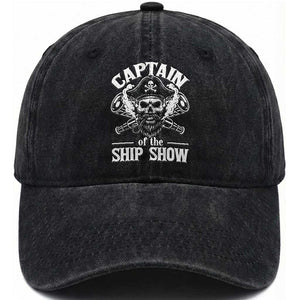Funny Boat Captain Pun Washed Cotton Baseball Cap Captain Of The Ship Show TS14 Washed Cap Universal Fit Black Print Your Wear