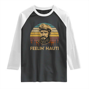 Funny Sailing Boating Raglan Shirt Feelin Nauti TS14 Black White Print Your Wear