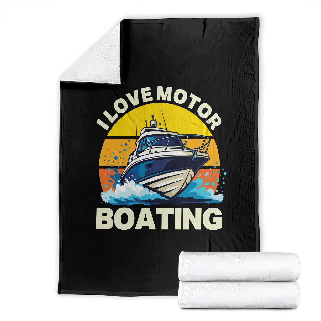 Funny Boater Throw Blanket I Love Motorboating TS14 Black Print Your Wear