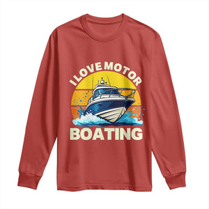 Funny Boater Long Sleeve Shirt I Love Motorboating TS14 Red Print Your Wear