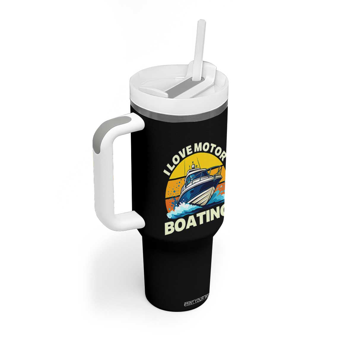 Funny Boater Tumbler With Handle I Love Motorboating TS14 Print Your Wear