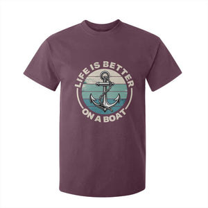 Funny Boating T Shirt For Kid Life Is Better On A Boat TS14 Maroon Print Your Wear