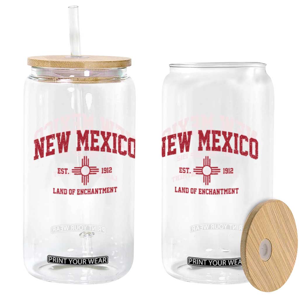 Vintage New Mexico Flag Zia Sun Souvenir Glass Can TS14 Print Your Wear