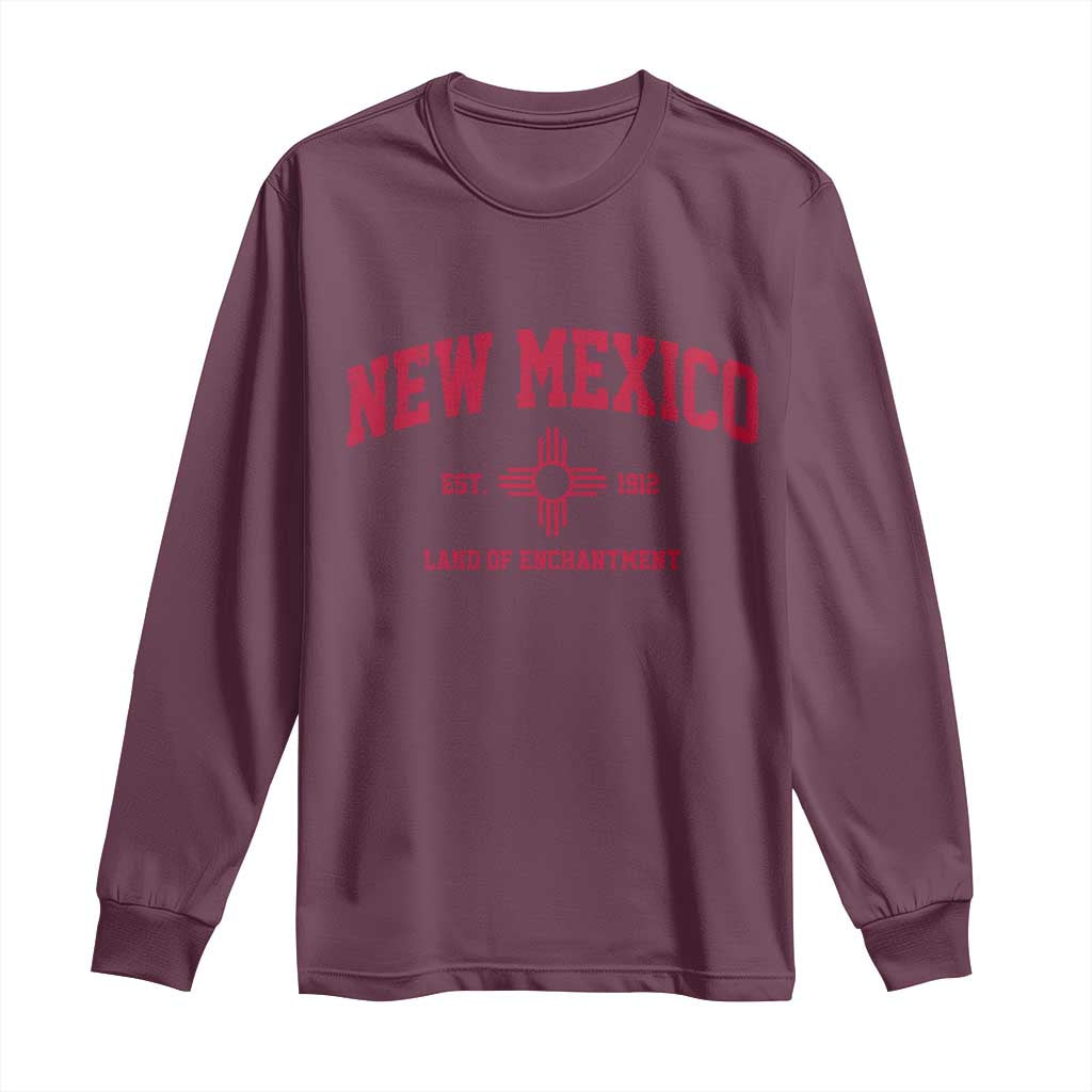 Vintage New Mexico Flag Zia Sun Souvenir Long Sleeve Shirt TS14 Maroon Print Your Wear