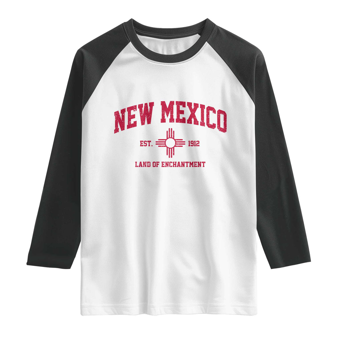 Vintage New Mexico Flag Zia Sun Souvenir Raglan Shirt TS14 White Black Print Your Wear